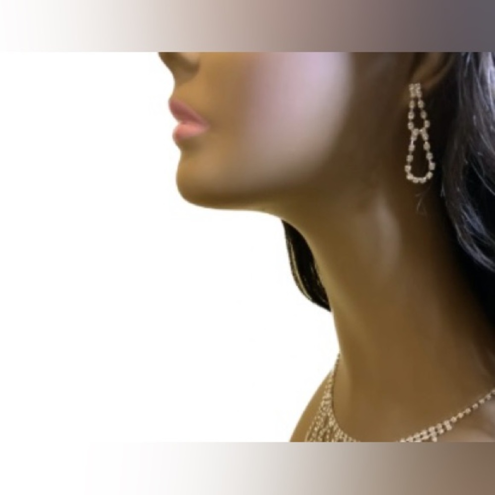Rhinestone Statement Bridal Necklace Set - Picture 3 of 3
